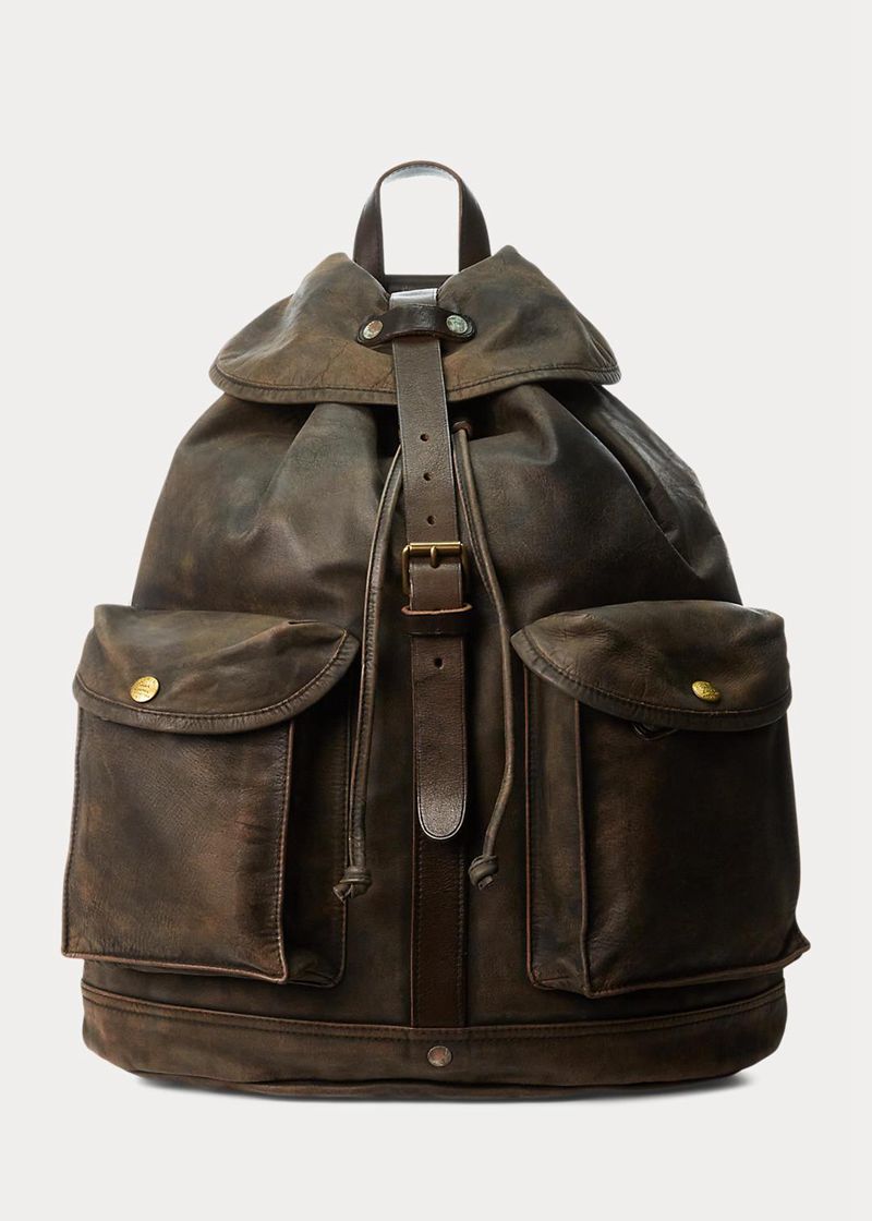 Bolso RRL Hombre Cuero Rucksack Chile Marrones ESJOF-0875